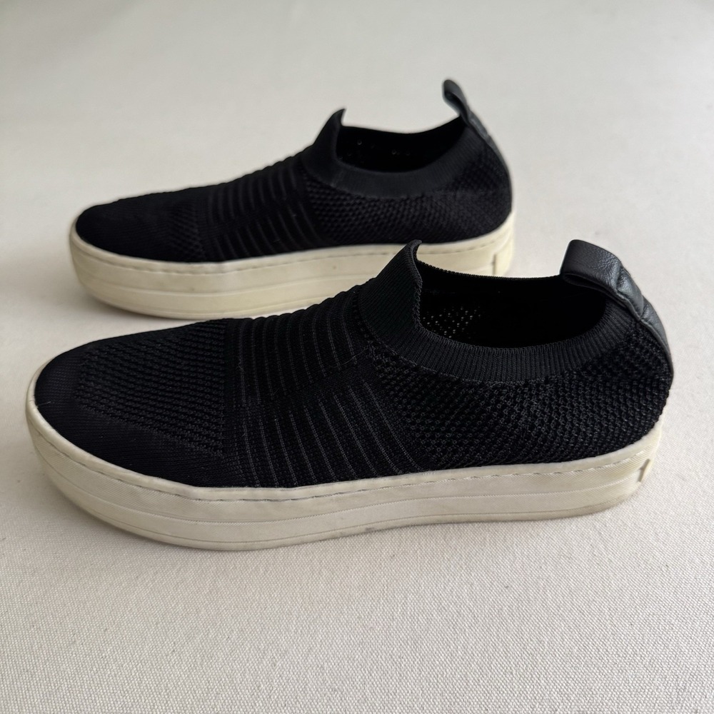 J Slides Shoes Women's Size 7 Hilo Knit Slip On Platform Sneakers Black Fabric - Picture 11 of 13